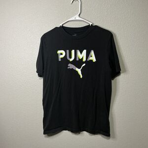 Puma Mens Black Logo Graphic T Shirt Size Medium Short Sleeve Athletic Tee